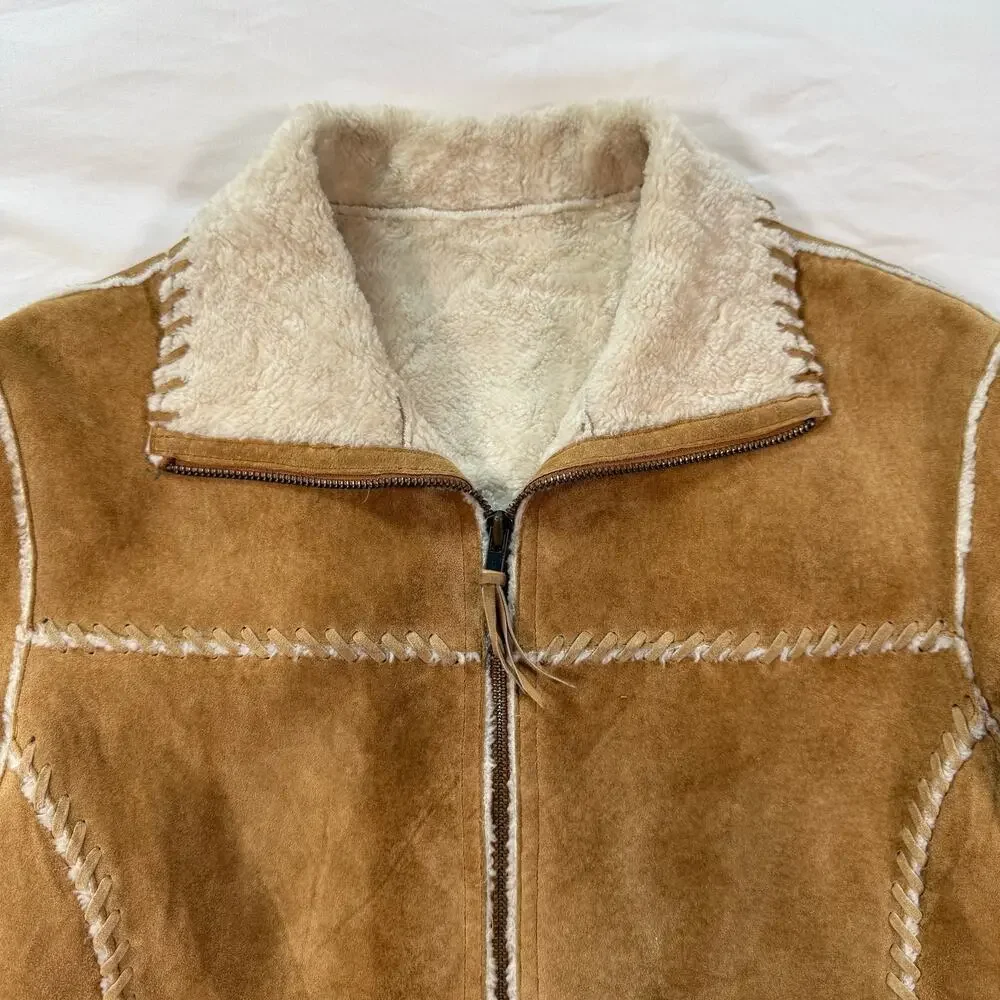 Vintage Y2K Wilsons Leather Pelle Studio Jacket Suede faux fur womens size small - Picture 2 of 16